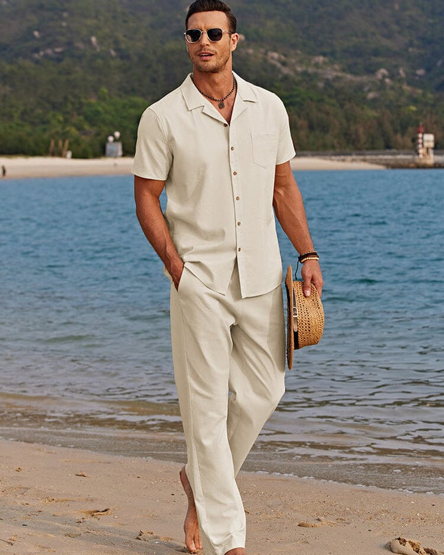 Men's Summer Co-Ord Set – Camp Collar Shirt & Relaxed Trousers