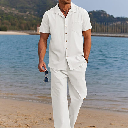Men's Summer Co-Ord Set – Camp Collar Shirt & Relaxed Trousers