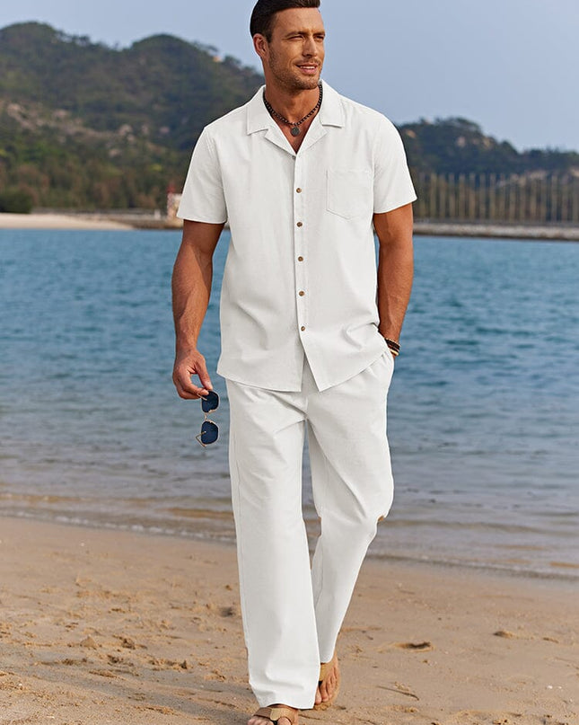 Men's Summer Co-Ord Set – Camp Collar Shirt & Relaxed Trousers