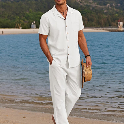 Men's Summer Co-Ord Set – Camp Collar Shirt & Relaxed Trousers