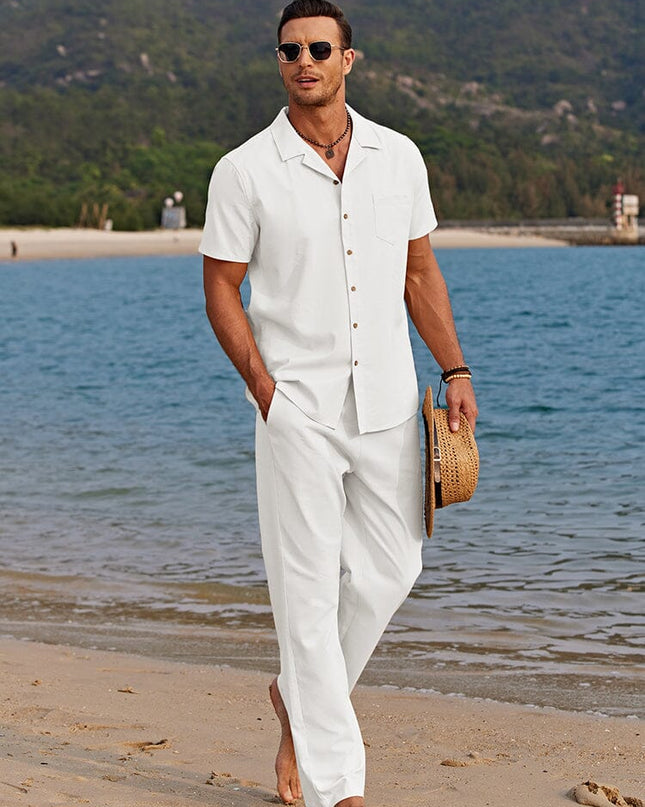 Men's Summer Co-Ord Set – Camp Collar Shirt & Relaxed Trousers