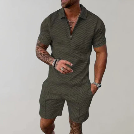 Men's Summer Co-Ord Set – Zip Polo & Shorts Holiday Outfit