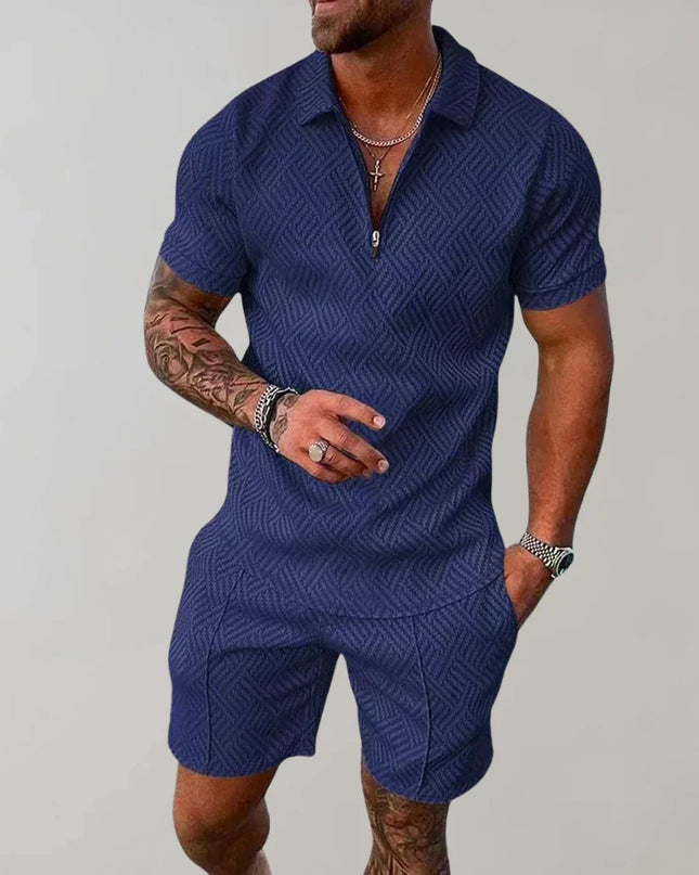 Men's Summer Co-Ord Set – Zip Polo & Shorts Holiday Outfit