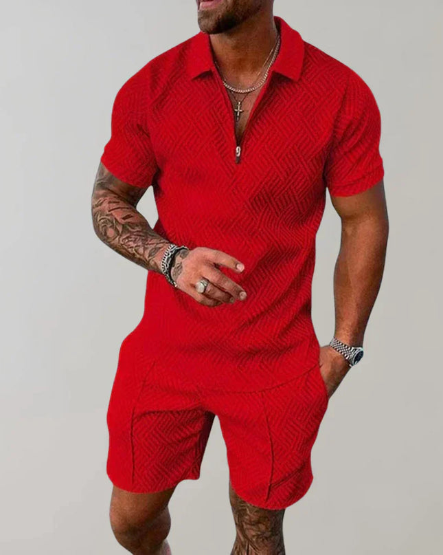 Men's Summer Co-Ord Set – Zip Polo & Shorts Holiday Outfit