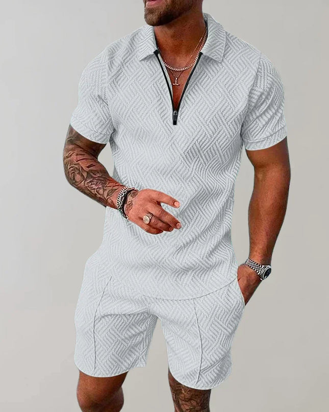 Men's Summer Co-Ord Set – Zip Polo & Shorts Holiday Outfit
