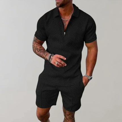 Men's Summer Co-Ord Set – Zip Polo & Shorts Holiday Outfit