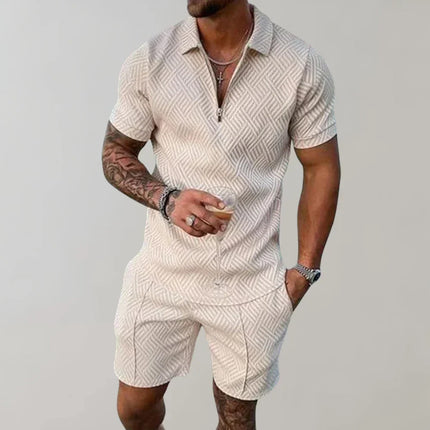 Men's Summer Co-Ord Set – Zip Polo & Shorts Holiday Outfit