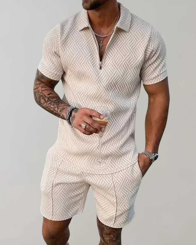 Men's Summer Co-Ord Set – Zip Polo & Shorts Holiday Outfit