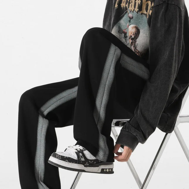 Men's Sweatpants in Wide Leg Fit – Contrast Side Stripe
