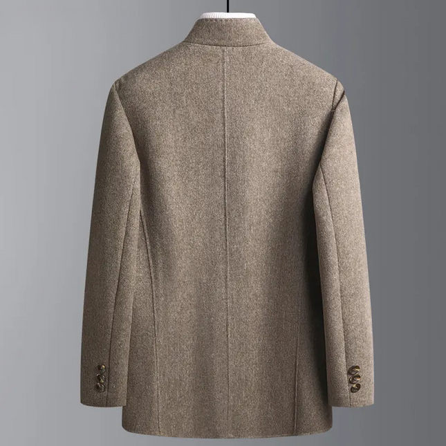 Men's Tailored Mid-Length Coat – Stand Collar Smart Winter Layer