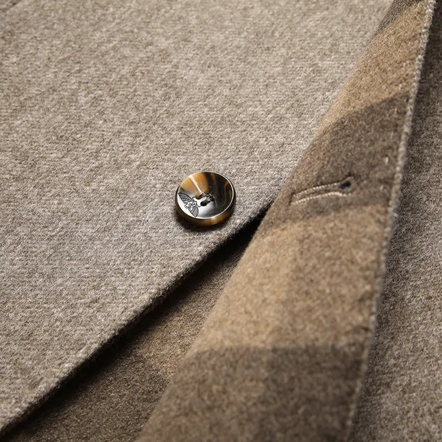 Men's Tailored Mid-Length Coat – Stand Collar Smart Winter Layer