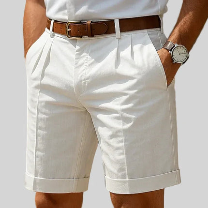 Men's Tailored Shorts in Pleated Cut – Refined Turn-Up Finish