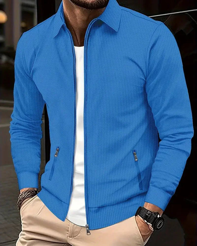 Men's Textured Bomber Jacket – Full Zip Smart Casual Layer