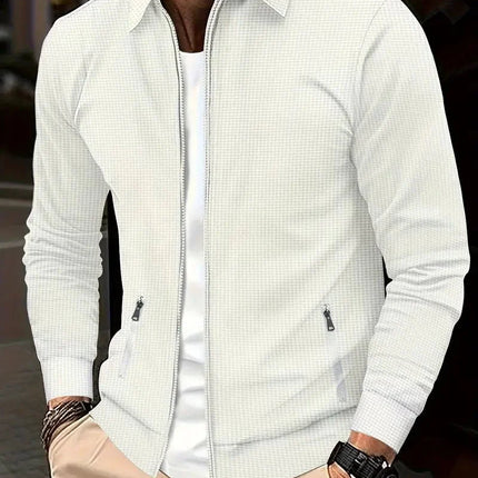Men's Textured Bomber Jacket – Full Zip Smart Casual Layer