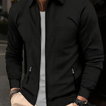 Men's Textured Bomber Jacket – Full Zip Smart Casual Layer