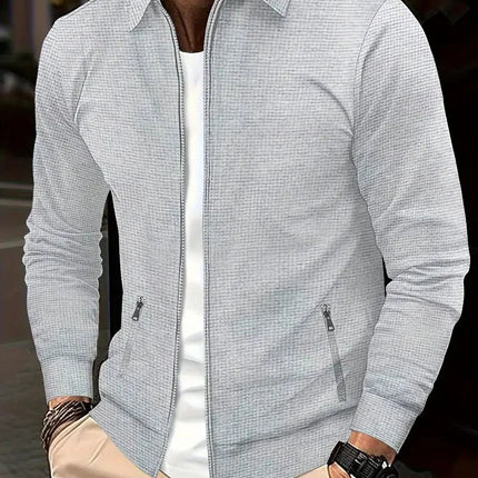 Men's Textured Bomber Jacket – Full Zip Smart Casual Layer