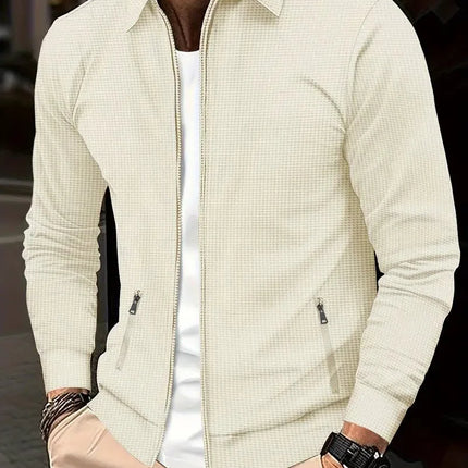 Men's Textured Bomber Jacket – Full Zip Smart Casual Layer