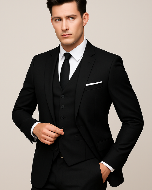 Men's Three-Piece Suit – Tailored Fit Smart Formal Set