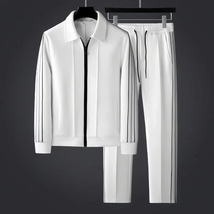 Men's Tracksuit Set – Zip-Up Jacket & Side Stripe Joggers