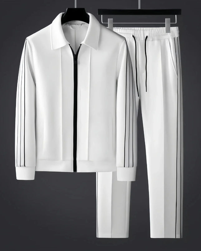 Men's Tracksuit Set – Zip-Up Jacket & Side Stripe Joggers