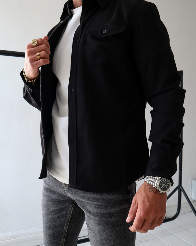 Men's Utility Shacket – Tailored Overshirt with Twin Chest Pockets