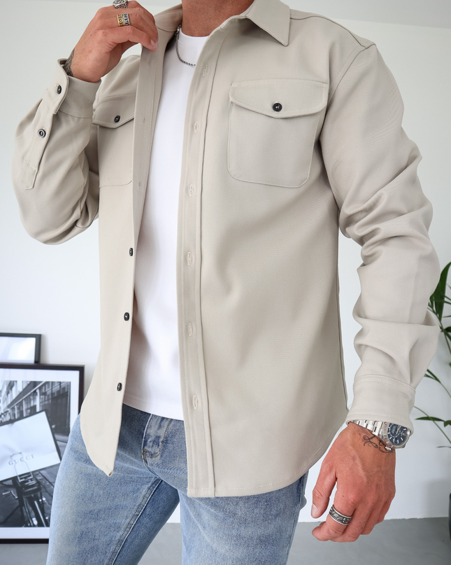 Men's Utility Shacket – Tailored Overshirt with Twin Chest Pockets