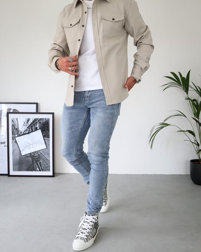Men's Utility Shacket – Tailored Overshirt with Twin Chest Pockets