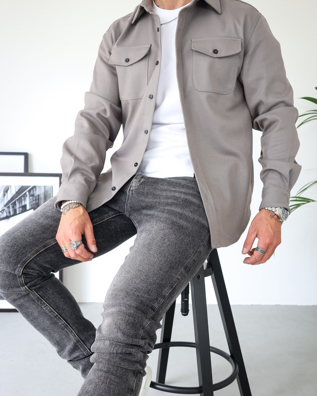 Men's Utility Shacket – Tailored Overshirt with Twin Chest Pockets