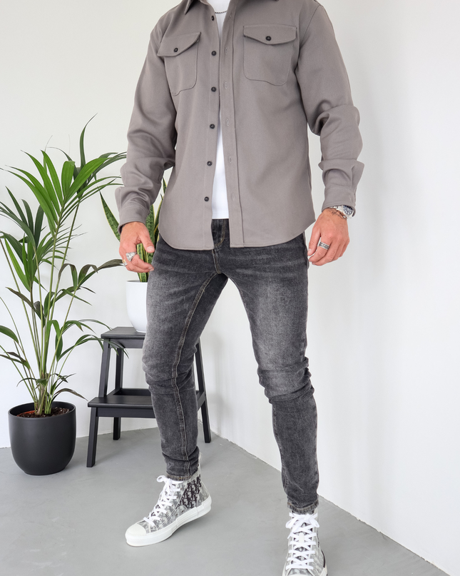 Men's Utility Shacket – Tailored Overshirt with Twin Chest Pockets