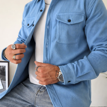 Men's Utility Shacket – Tailored Overshirt with Twin Chest Pockets