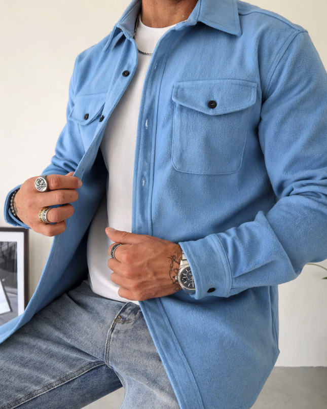Men's Utility Shacket – Tailored Overshirt with Twin Chest Pockets