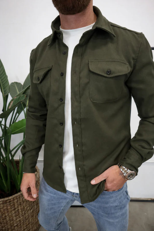 Men's Utility Shacket – Tailored Overshirt with Twin Chest Pockets