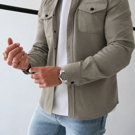 Men's Utility Shacket – Tailored Overshirt with Twin Chest Pockets