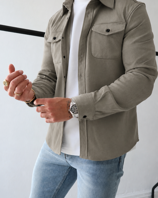 Men's Utility Shacket – Tailored Overshirt with Twin Chest Pockets