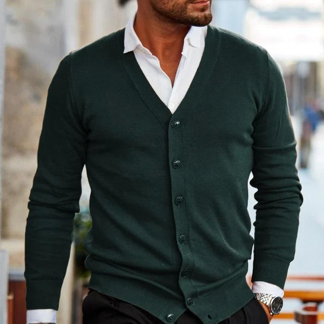 Men's V-Neck Cardigan – Button Front Smart Casual Knit