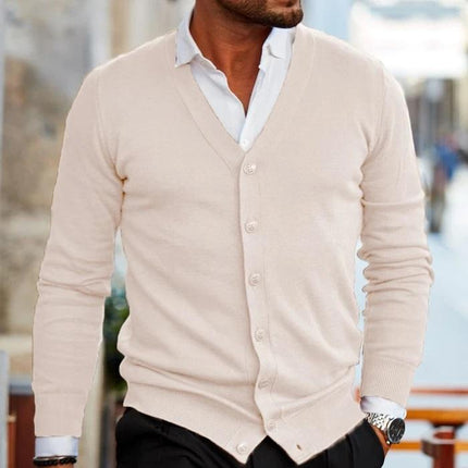 Men's V-Neck Cardigan – Button Front Smart Casual Knit