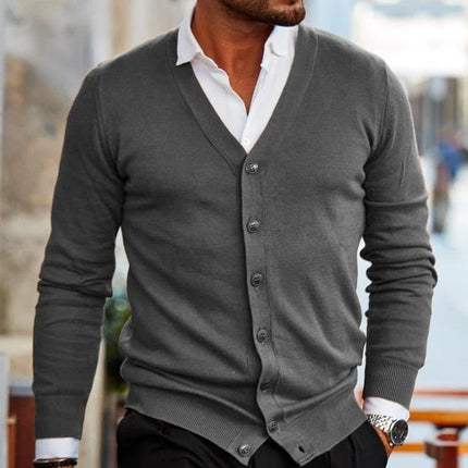 Men's V-Neck Cardigan – Button Front Smart Casual Knit