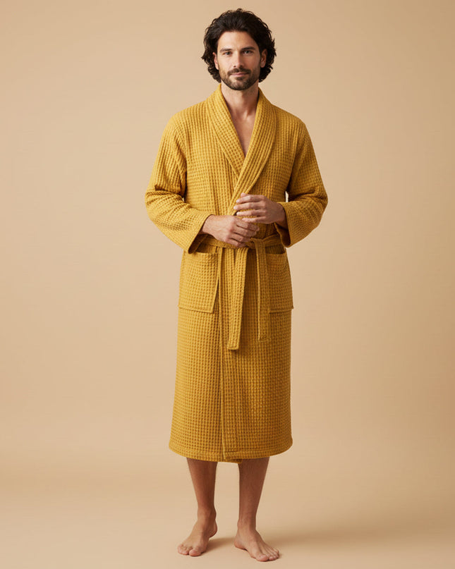 Men's Waffle Bathrobe with Belt for Spa & Home Comfort