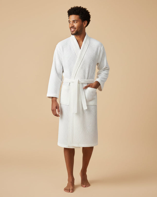 Men's Waffle Bathrobe with Belt for Spa & Home Comfort