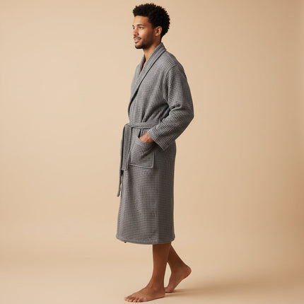 Men's Waffle Bathrobe with Belt for Spa & Home Comfort