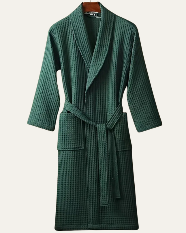 Men's Waffle Bathrobe with Belt for Spa & Home Comfort
