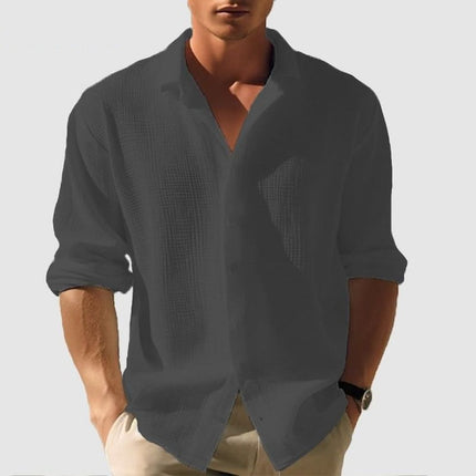 Men's Waffle Cotton Shirt – Relaxed Textured Summer Layer
