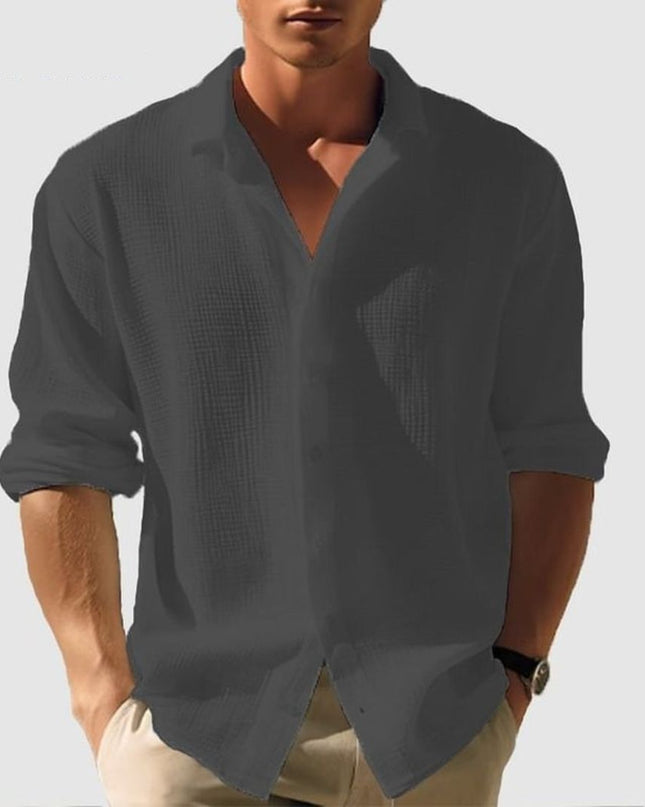 Men's Waffle Cotton Shirt – Relaxed Textured Summer Layer