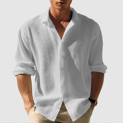 Men's Waffle Cotton Shirt – Relaxed Textured Summer Layer