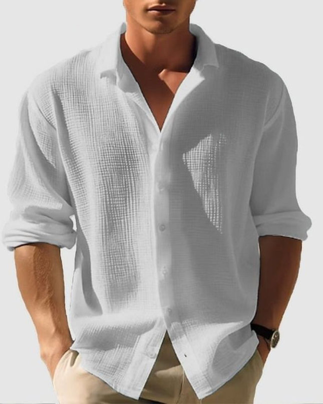 Men's Waffle Cotton Shirt – Relaxed Textured Summer Layer