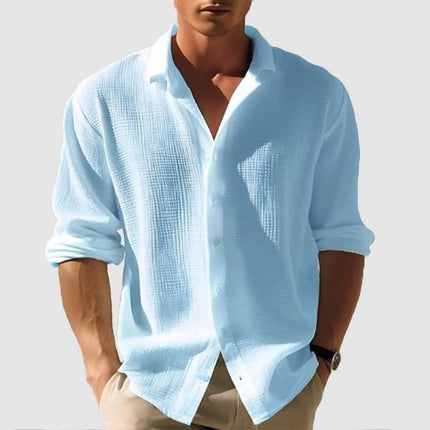 Men's Waffle Cotton Shirt – Relaxed Textured Summer Layer