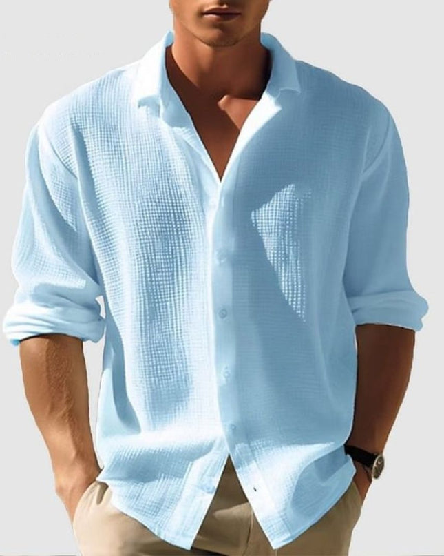 Men's Waffle Cotton Shirt – Relaxed Textured Summer Layer