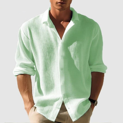 Men's Waffle Cotton Shirt – Relaxed Textured Summer Layer