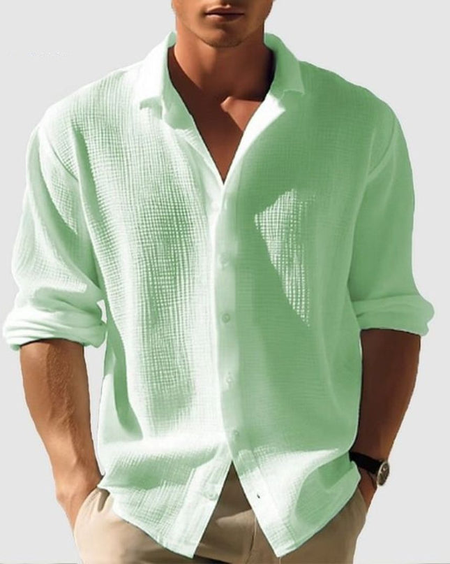 Men's Waffle Cotton Shirt – Relaxed Textured Summer Layer