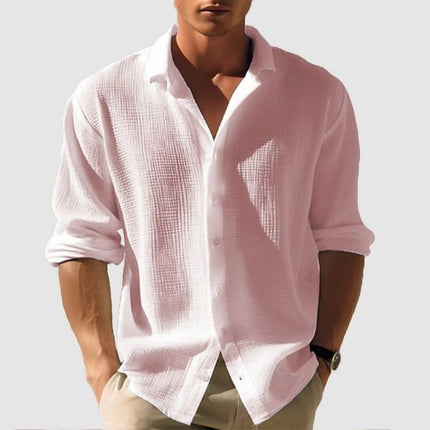 Men's Waffle Cotton Shirt – Relaxed Textured Summer Layer